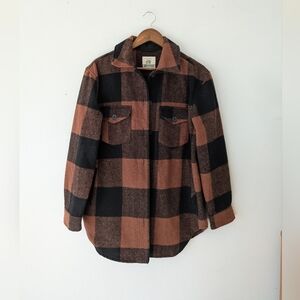 Plaid Utility Jacket - Black and Brown